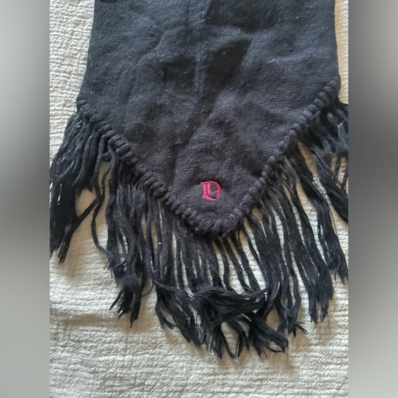 Diesel Black Fringed Scarf Logo Warm Winter Italian‎ Made Sportswear OS - Picture 8 of 10